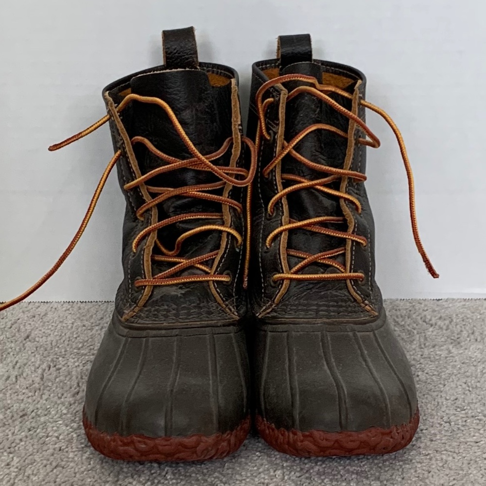 L.L. Bean boots, 8”, Women’s, unlined; Size – 10 Medium; Bison leather/Red sole